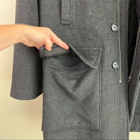French Connection Wool Blend Gray Longline Mid Length Winter Jacket Small - Picture 8 of 15